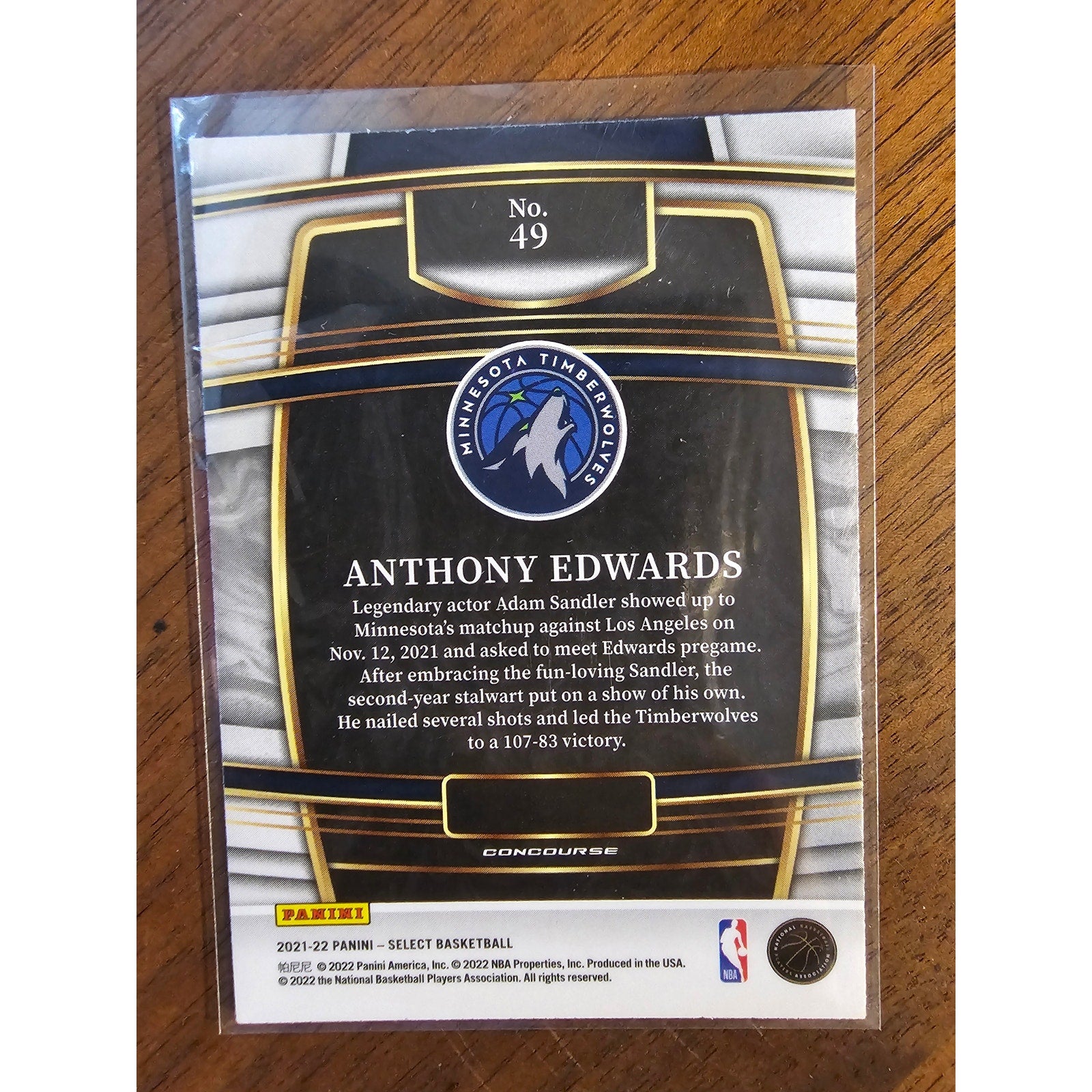 Anthony Edwards 2021-22 Panini Select Concourse #49 - Minnesota Timberwolves