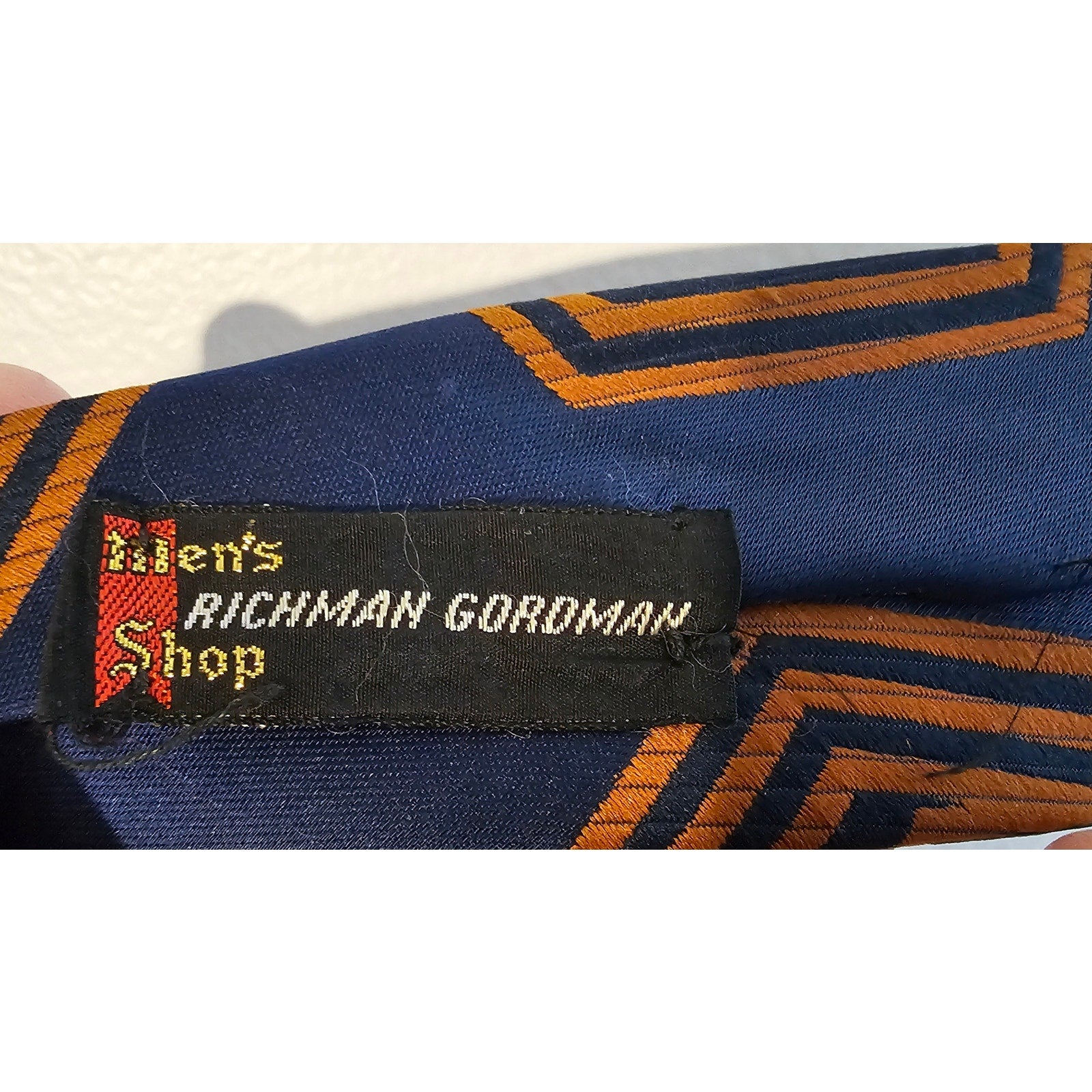 Vintage Richman Gordman Men's Necktie - Blue w/Orange - 57" x 5"
