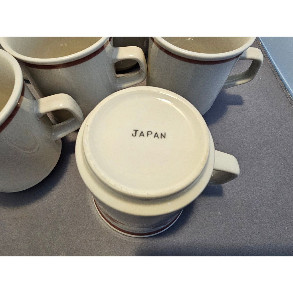 Lot of 7 Vintage Beige & Brown Cafe Style Coffee Cup/Mug - Japan
