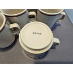 Lot of 7 Vintage Beige & Brown Cafe Style Coffee Cup/Mug - Japan