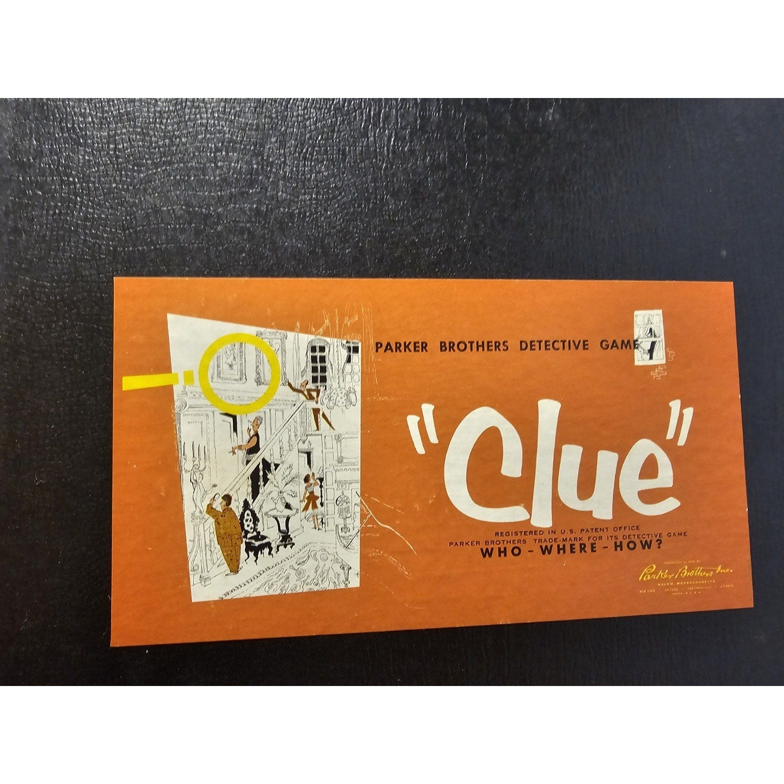 Vintage 1956 Clue Board Game - Replacement Parts - Original Box and Game Board