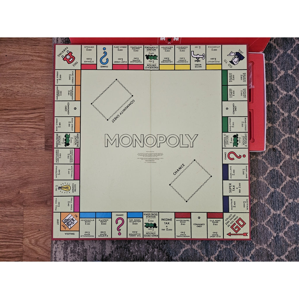 Vintage 1993 Waddingtons Monopoly 44021 - Complete Board Game w/Red Board Insert