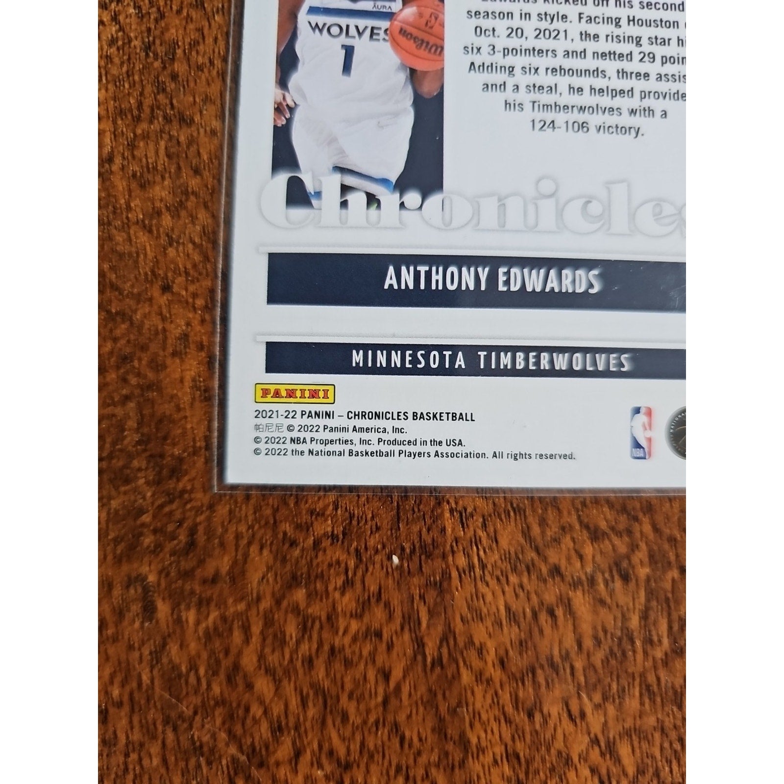 Anthony Edwards 2021-22 Panini Chronicles #8 - Timberwolves