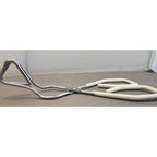 Vintage White Rubber Handle 8-1/2" Angled Stainless Steel Tongs - Made in Taiwan