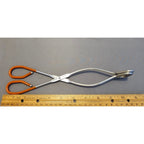 Vintage Ekco 10-1/2" Red Rubber Handle Stainless Steel Tongs - USA