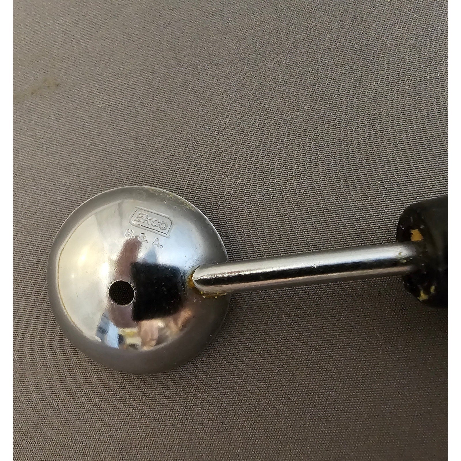 Vintage 7" Ekco Black Plastic Handled Double Ended Melon Baller/Curler