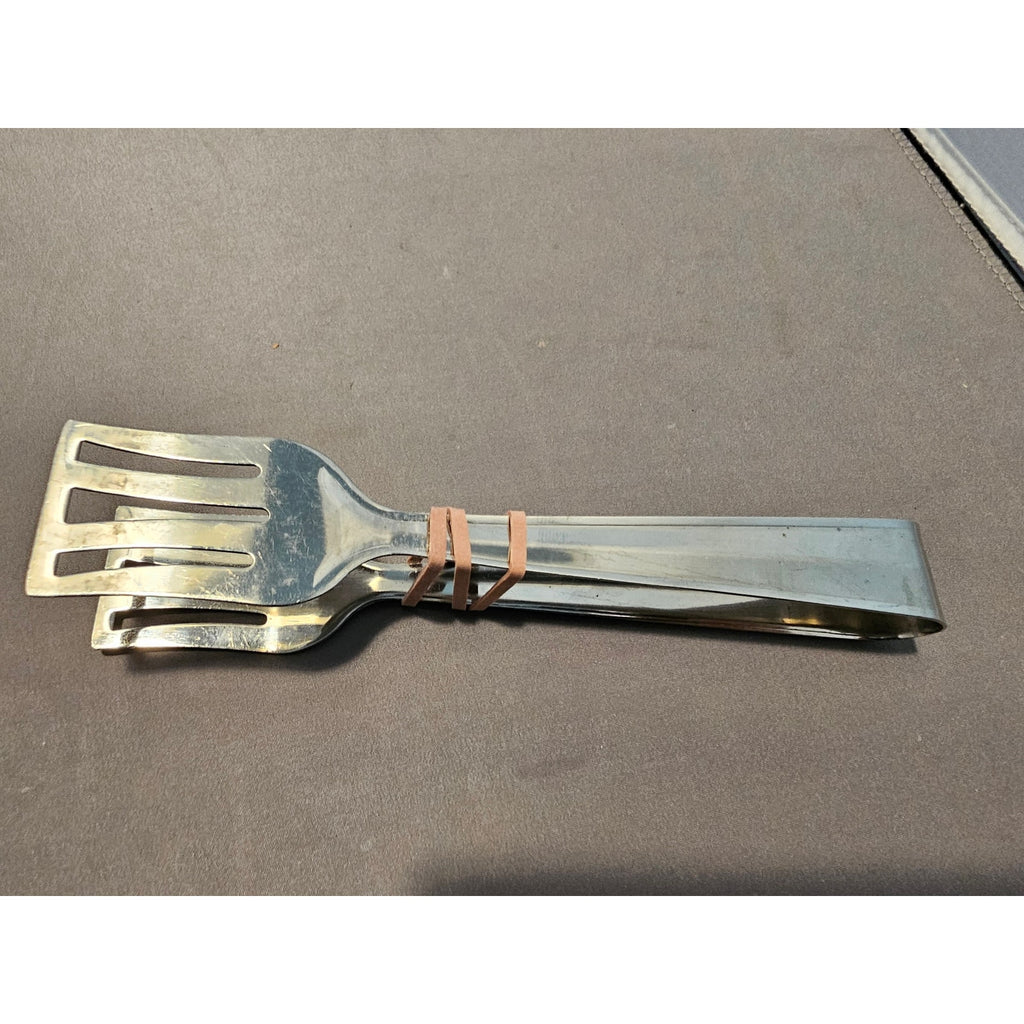 Silver Stainless Steel Tongs - 7" Long (used)