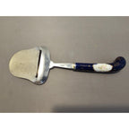 Vintage Stainless Steel Cheese Slicer/Server - Blue Porcelain Handle - Japan