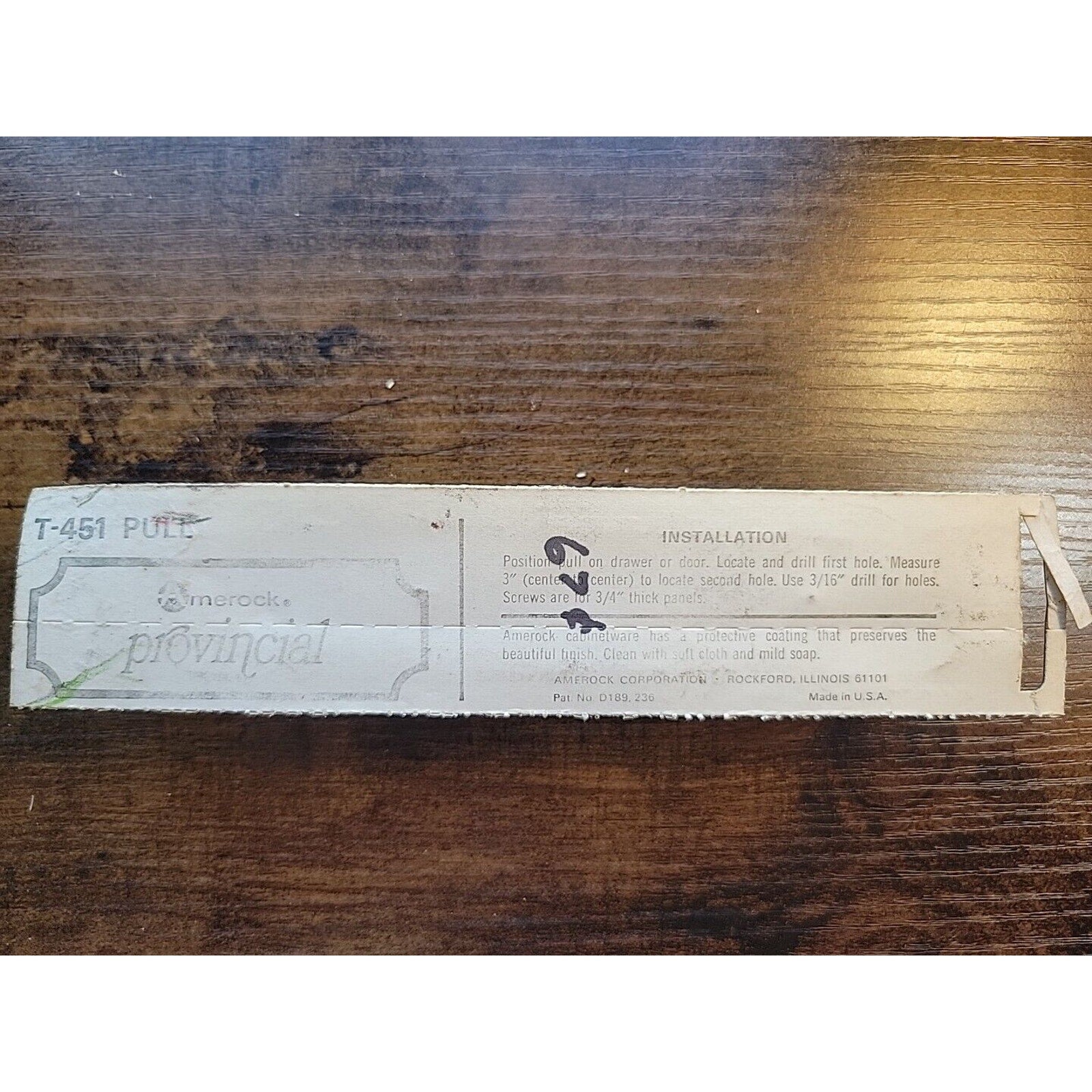 New Vintage Amerock T-451-BW Ivory Gold Pull Provincial 3” Centers - NOS