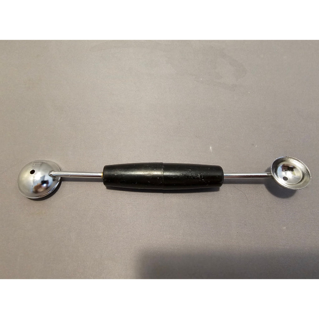 Vintage 7-1/2" Ekco Black Plastic Handled Double Ended Melon Baller/Curler