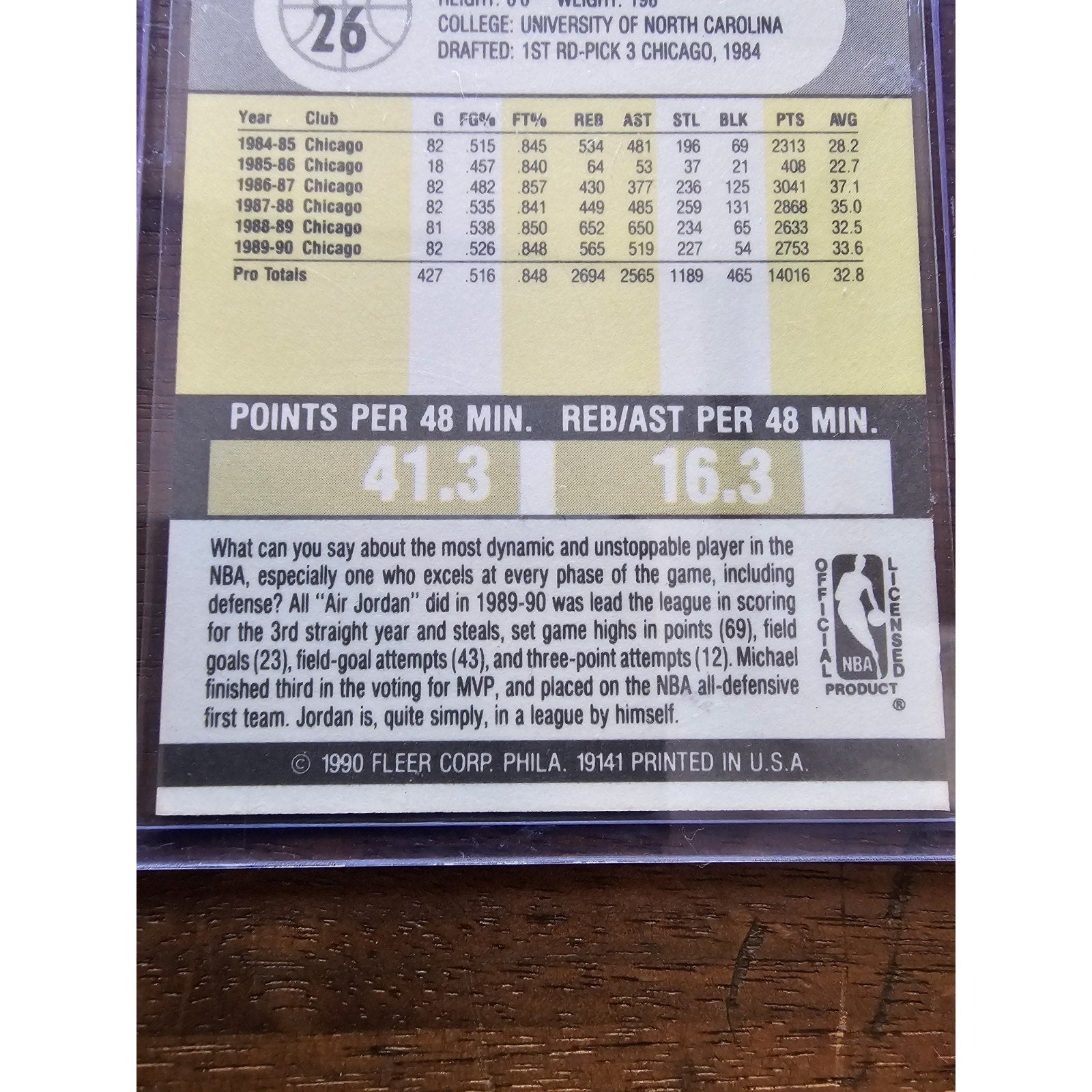 Michael Jordan 1990-1991 Fleer #26 - Chicago Bulls - NBA - Black Line Variation
