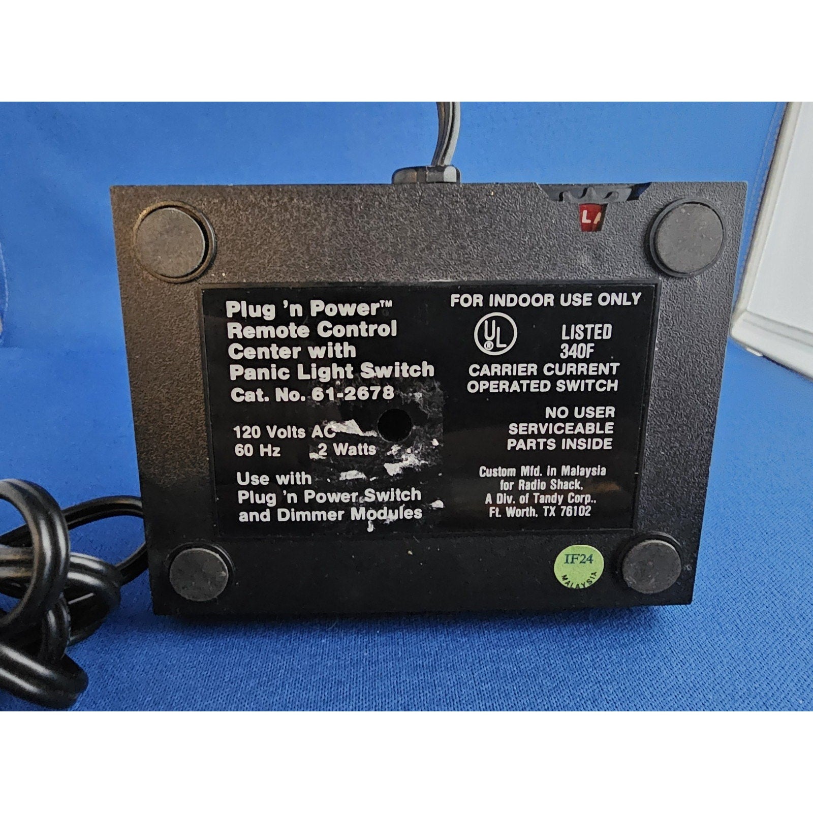 Radio Shack Plug`n Power Remote Control Center 61-2678 Panic Light Switch - used