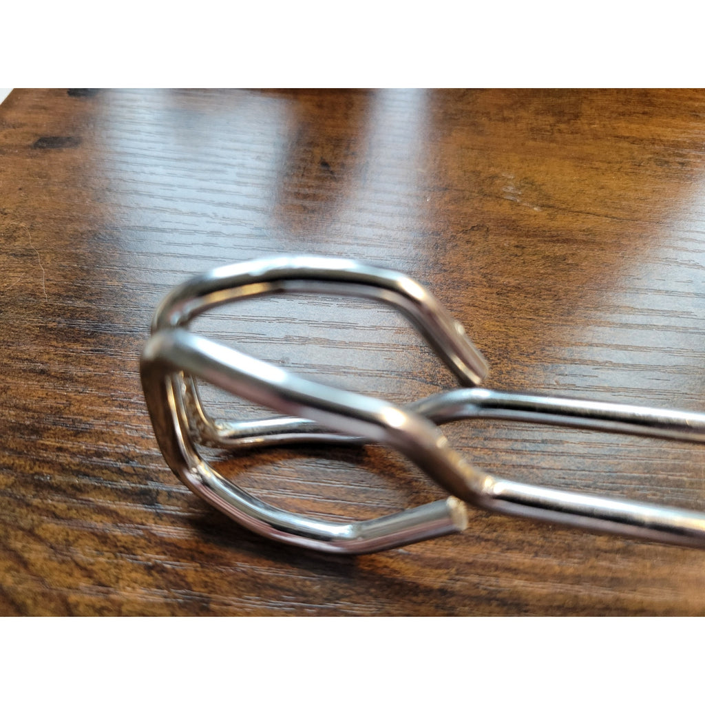 Vintage Light Blue/Grey Rubber Handle 10" Stainless Steel Tongs - Made in Taiwan