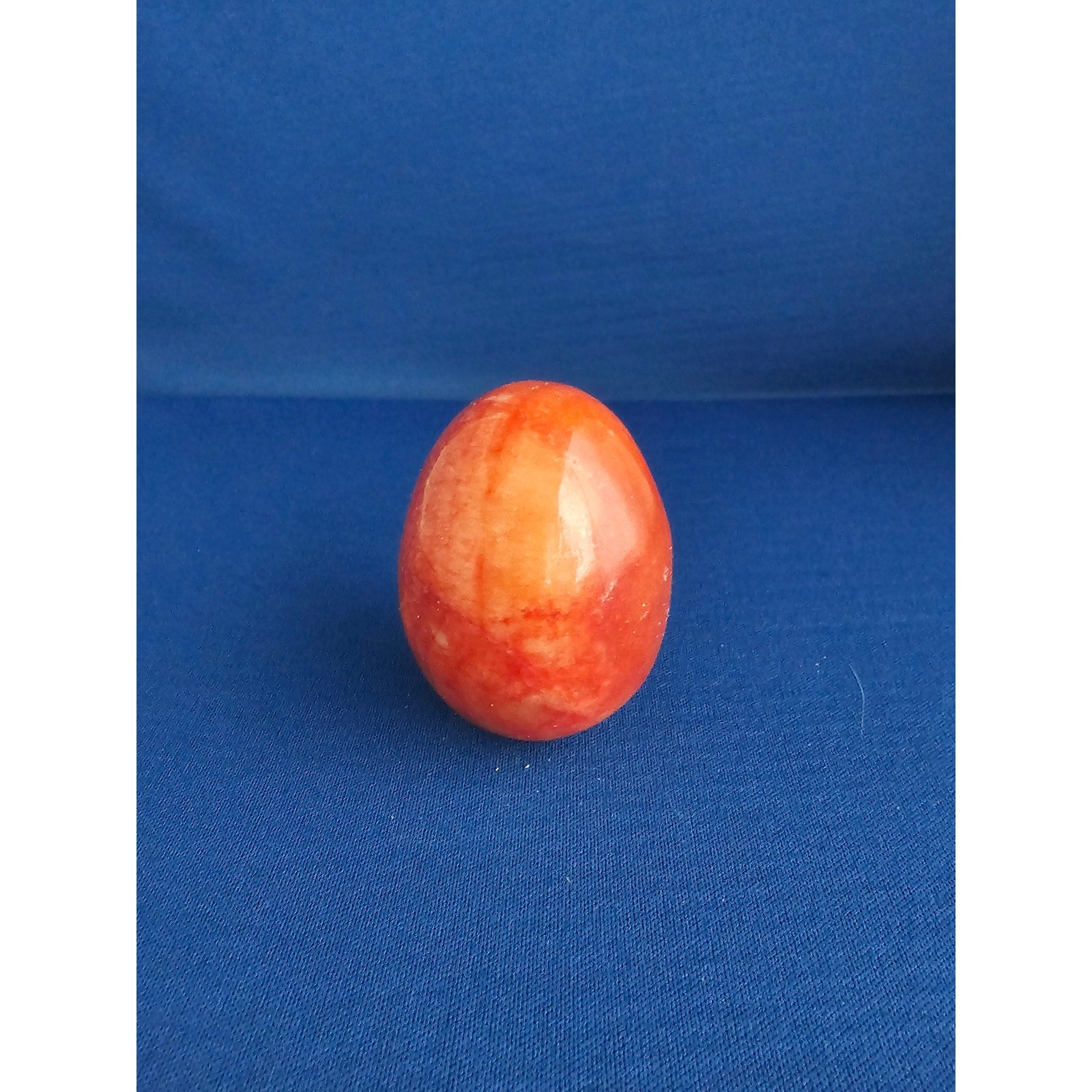 Vintage Alabaster Marble Carved Stone Fruit - Small 2-1/4" wide - Red/Orange
