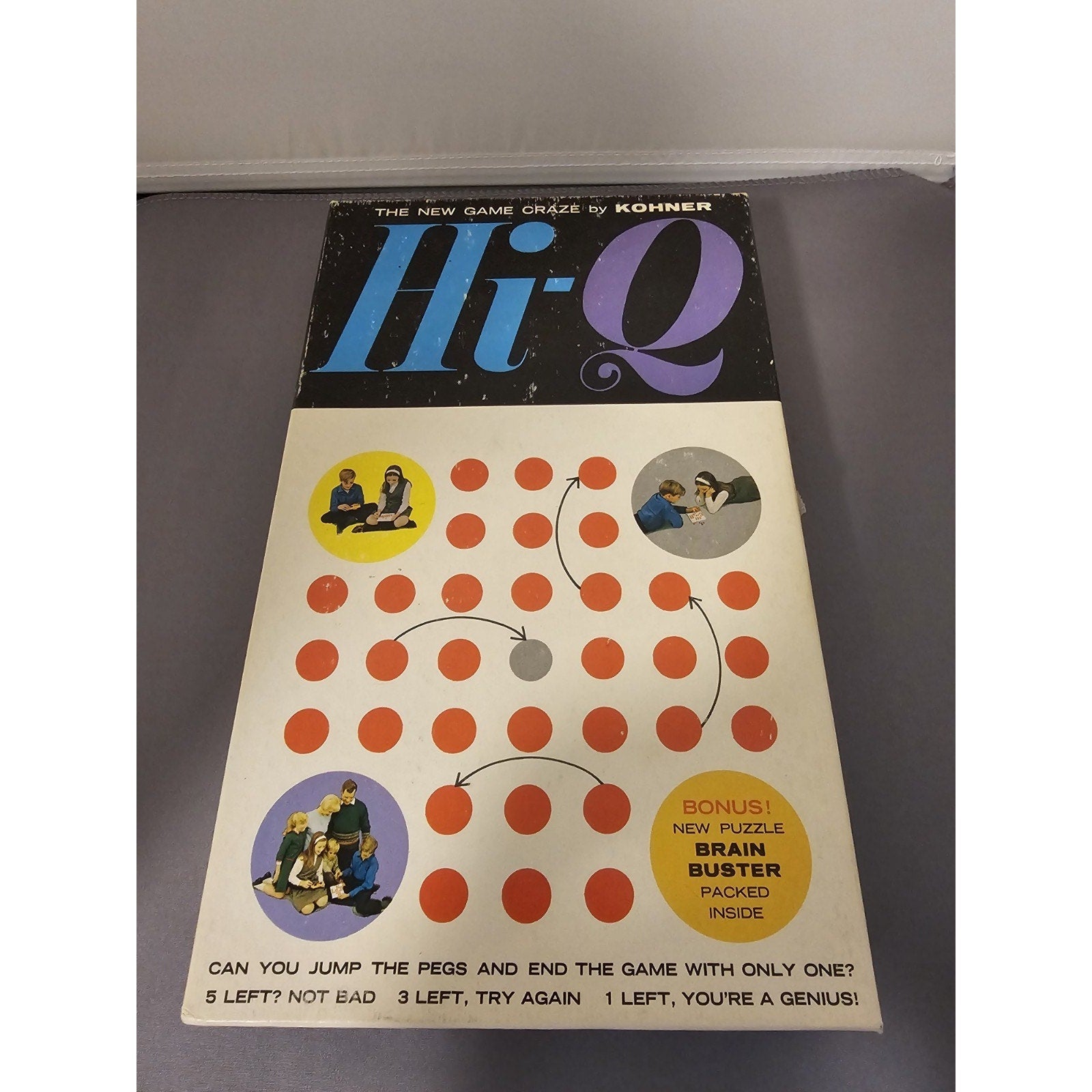 Vintage Hi-Q Puzzle Game by Kohner #120 for Entire Family - USA - Complete