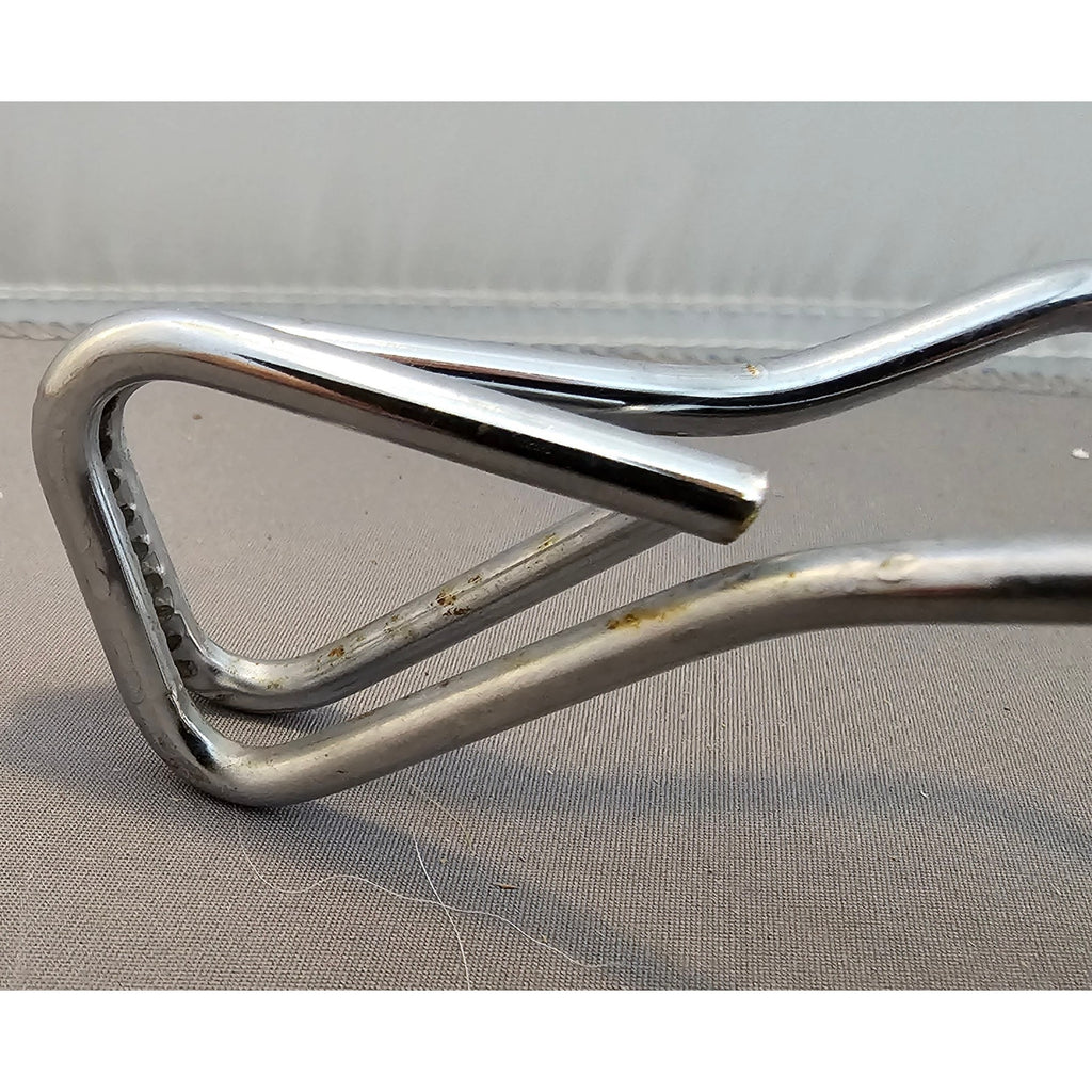 Vintage White Rubber Handle 8-1/2" Angled Stainless Steel Tongs - Made in Taiwan