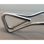 Vintage White Rubber Handle 8-1/2" Angled Stainless Steel Tongs - Made in Taiwan