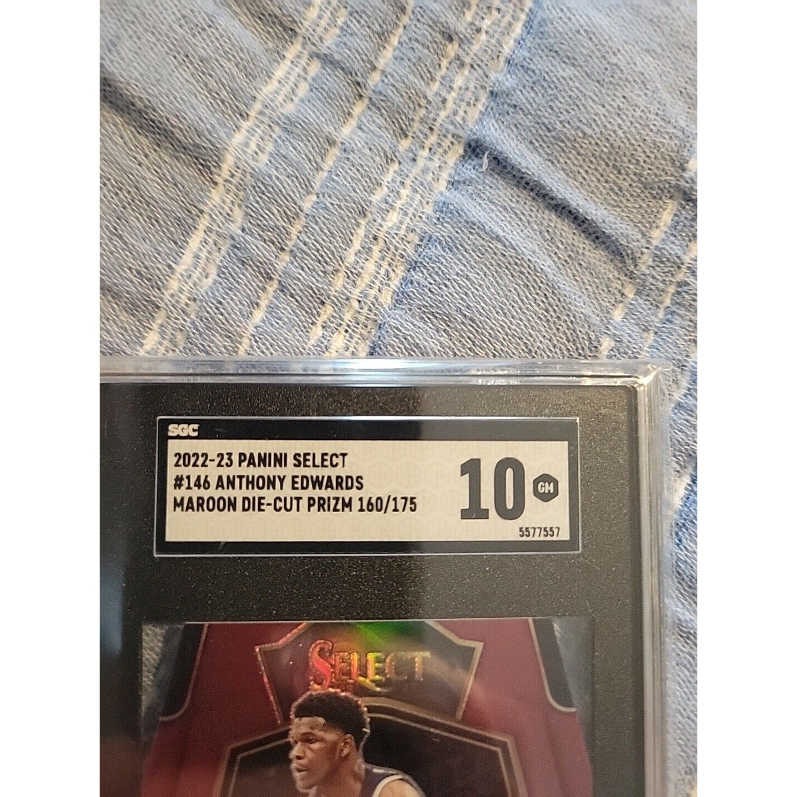Anthony Edwards 2022-23 Panini Select Maroon Die Cut Prizm #146 sp160/175 SGC 10