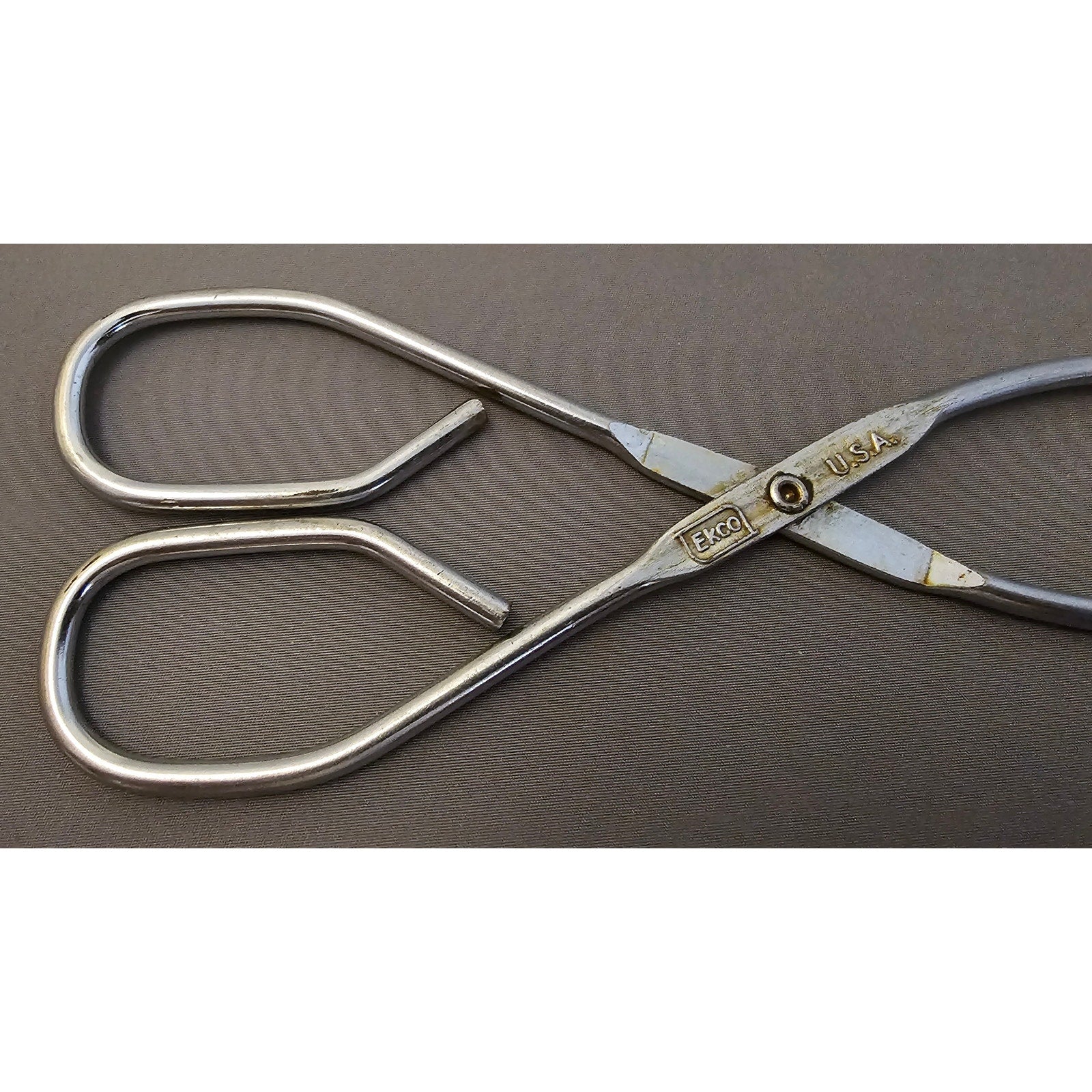 Vintage Ekco 8" (inch) Angled Stainless Steel Tongs - USA
