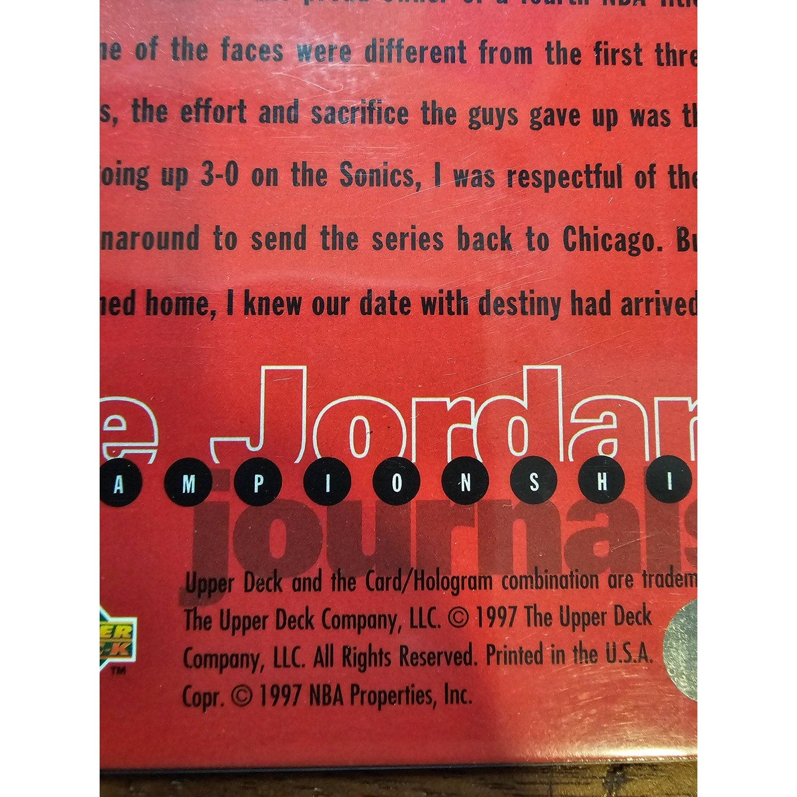 Michael Jordan 1997 Upper Deck #16 - Championship Journals - NBA - Jumbo