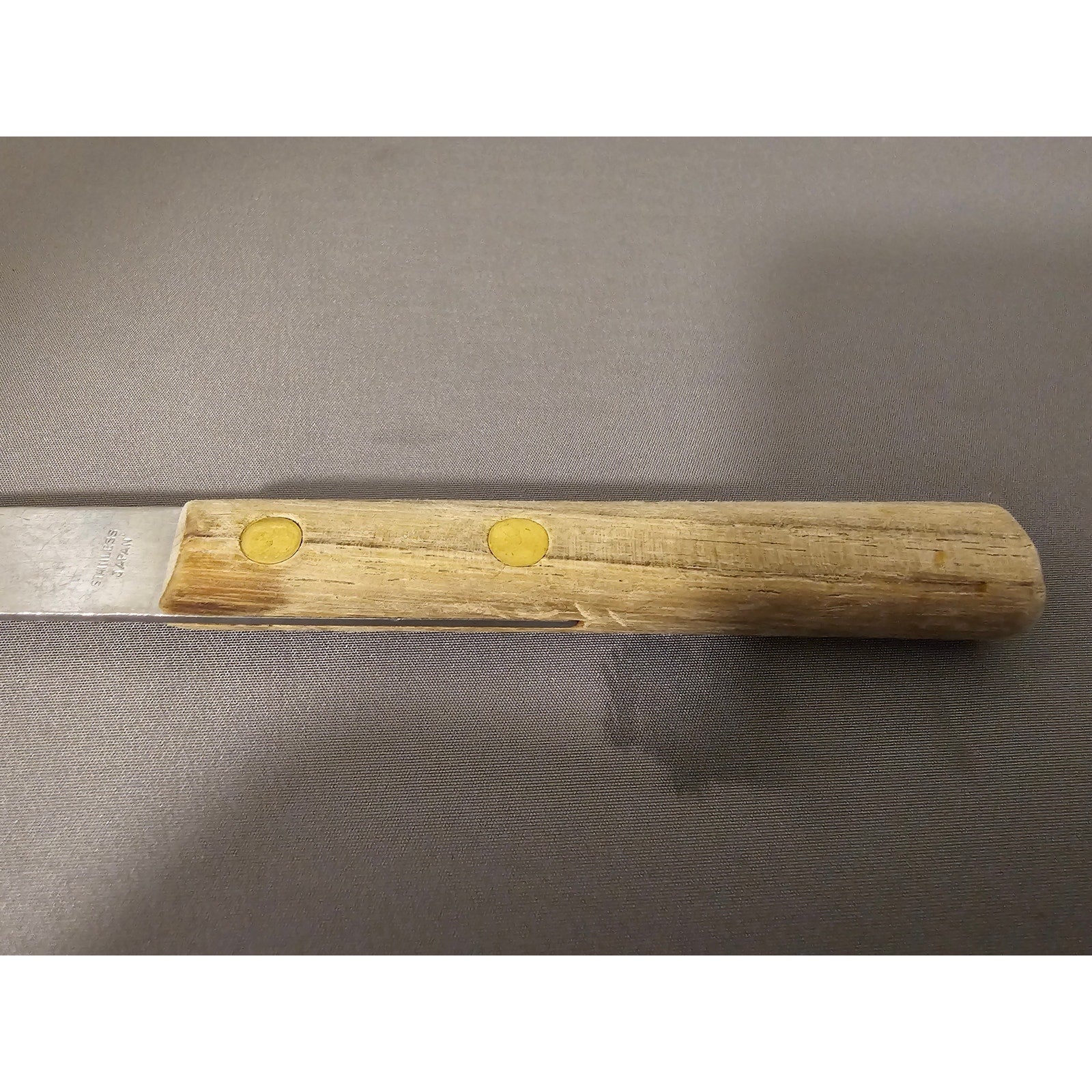 Vintage 9" Stainless Steel Serving Spoon w/Single Slot and Wood Handle - Japan