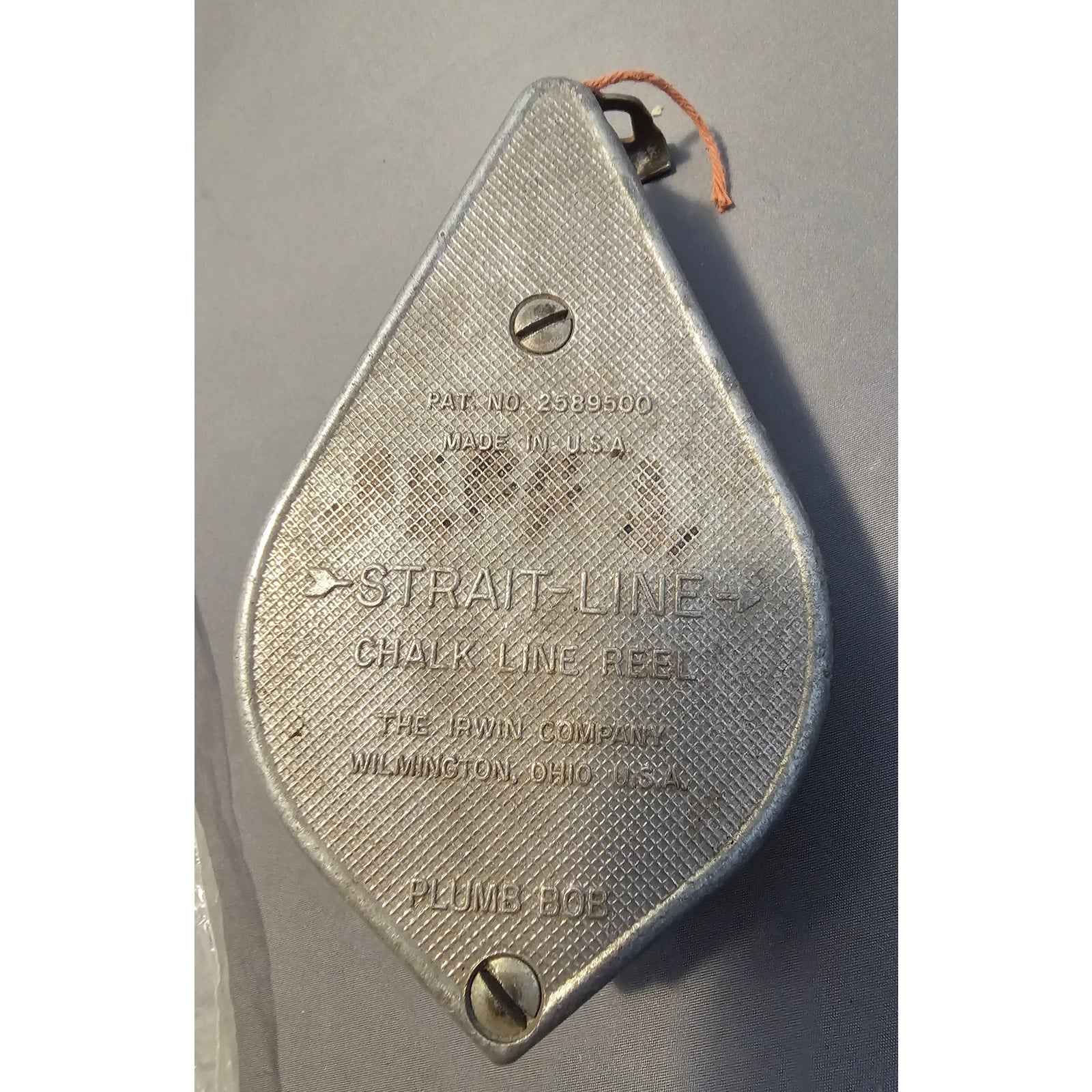 Vintage Irwin STRAIT-LINE Chalk Line Reel - Plumb Bob - Metal Case - USA