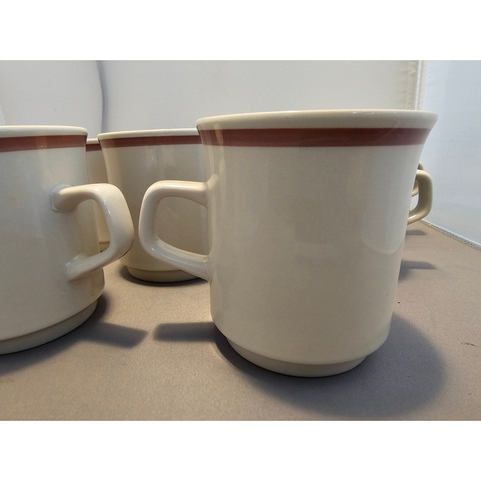 Lot of 7 Vintage Beige & Brown Cafe Style Coffee Cup/Mug - Japan
