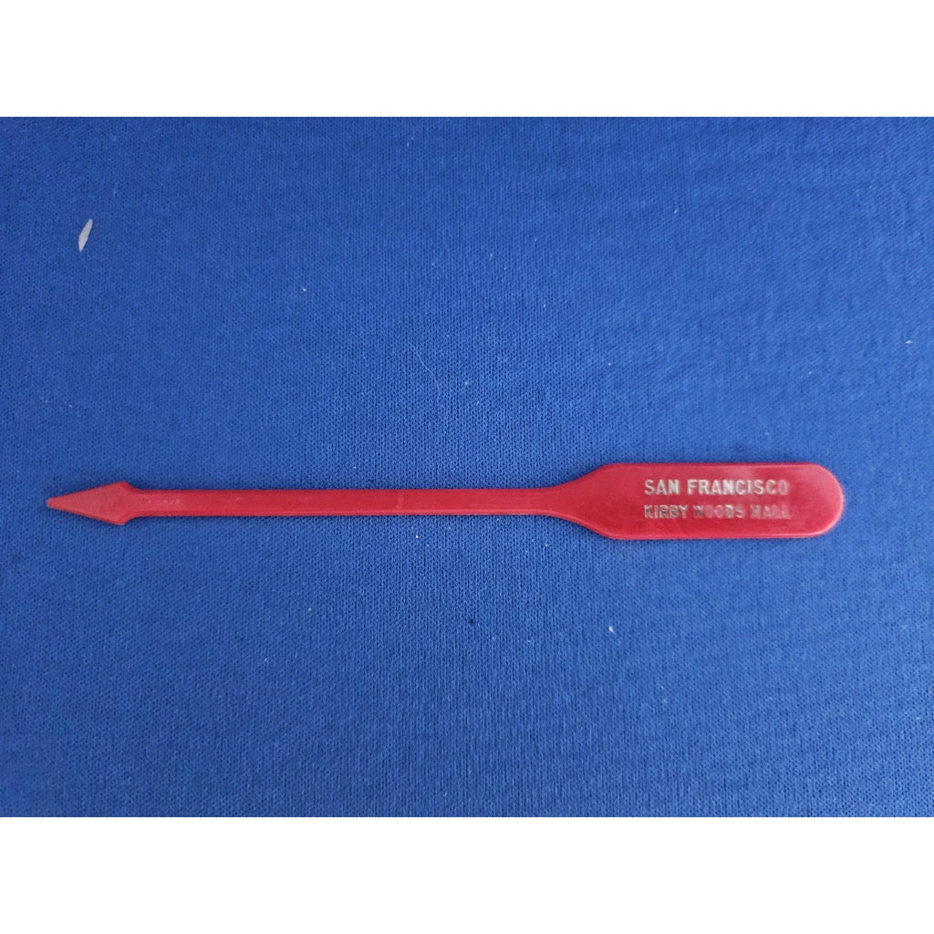 Vintage Red Kirby Woods Mall San Francisco Drink Swizzle/Stir Stick Stirrer
