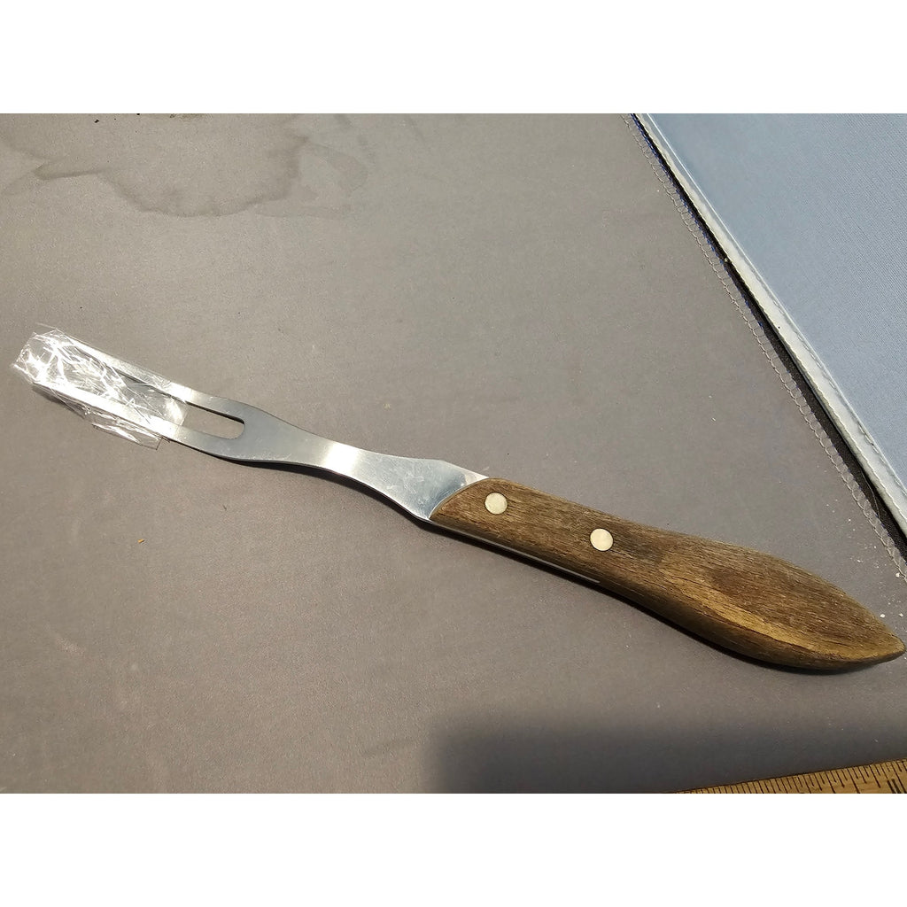 Vintage 2-Prong Stainless Carving/Serving Fork w/Wood Handle - 10-1/2" Long