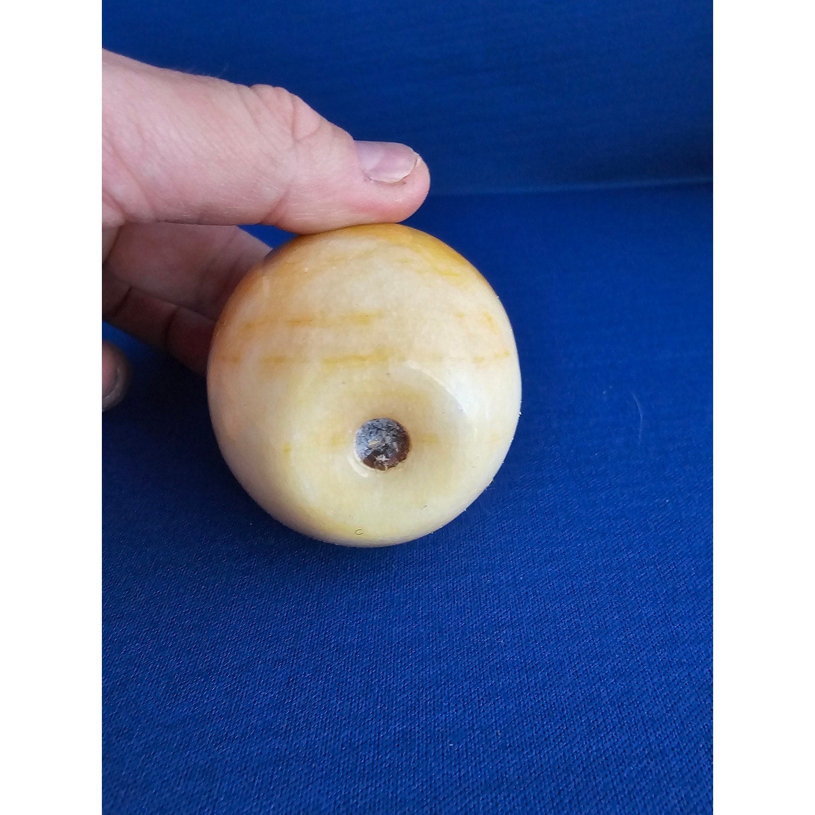 Vintage Alabaster Marble Carved Stone Fruit - Yellow Apple - 2-1/4" tall