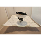 Vintage Mid Century Modern Square Ceiling Light Fixture w/Frosted Glass Floral