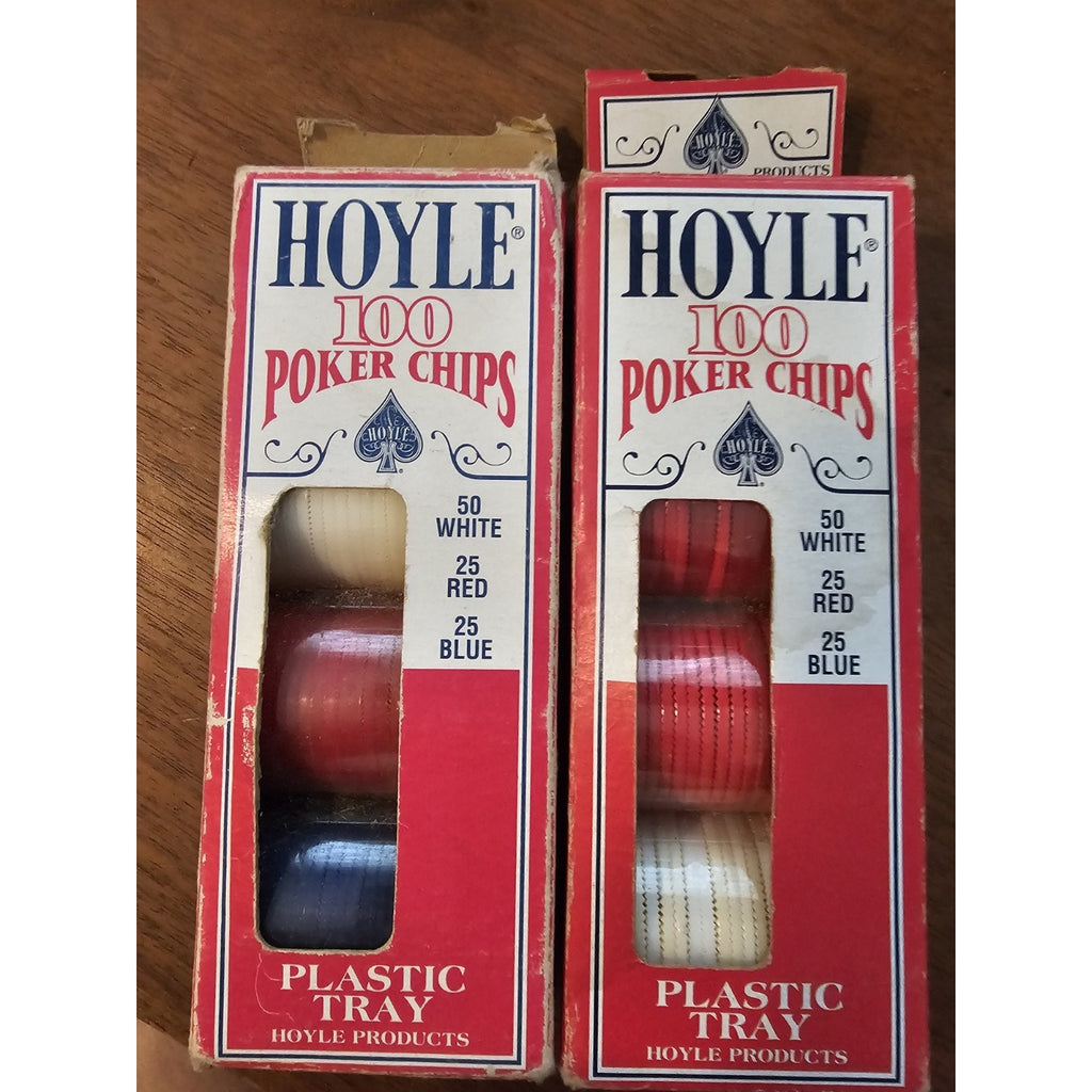 Lot of 2 Vintage 1992 Hoyle 100 Count Poker Chips -Interlocking, All Plastic USA