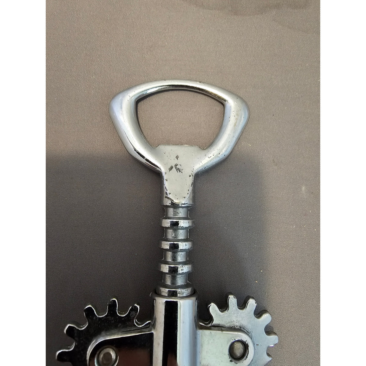 Franmara Silver Corkscrew Wine Bottle Opener w/Fins - Push Down - Used - Italy