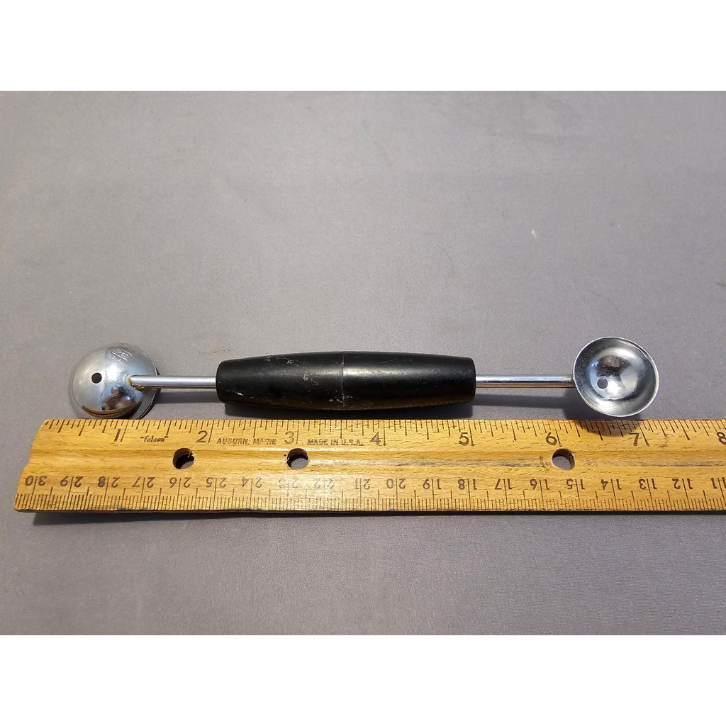 Vintage 7" Ekco Black Plastic Handled Double Ended Melon Baller/Curler