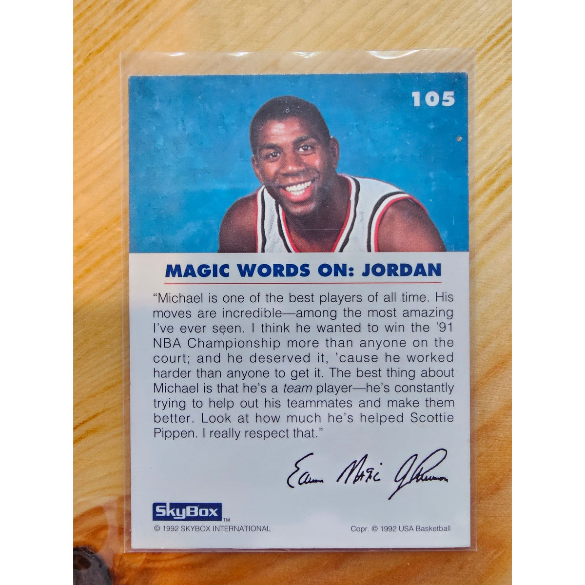 Michael Jordan 1992 Skybox #105 Magic Words On: Jordan - USA Basketball - NBA