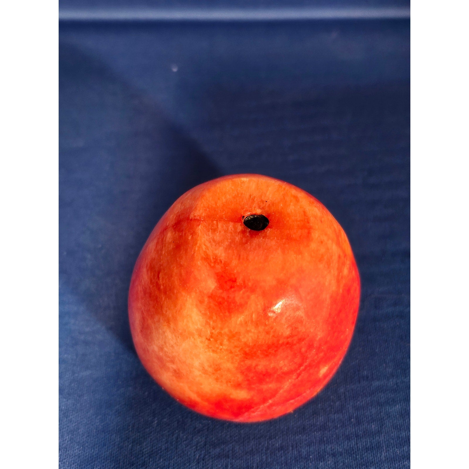 Vintage Alabaster Marble Carved Stone Fruit - Medium 2" tall - Apple Red