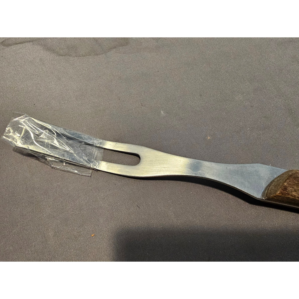Vintage 2-Prong Stainless Carving/Serving Fork w/Wood Handle - 10-1/2" Long