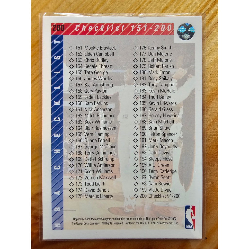 Michael Jordan 1992-1993 Upper Deck #200 Checklist - #91-200 - NBA