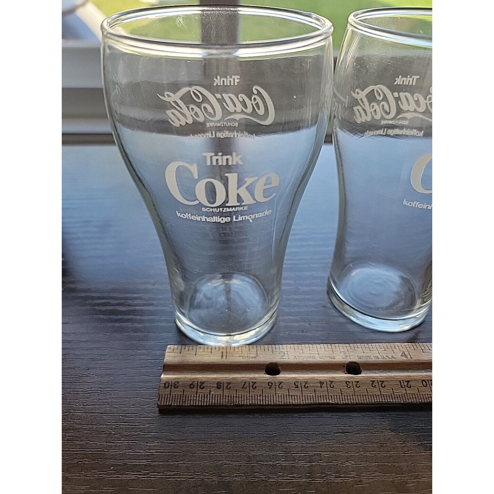2 Vintage German 6.5oz Trink Coca-Cola koffeinhaltig Limonade Drinking Glass