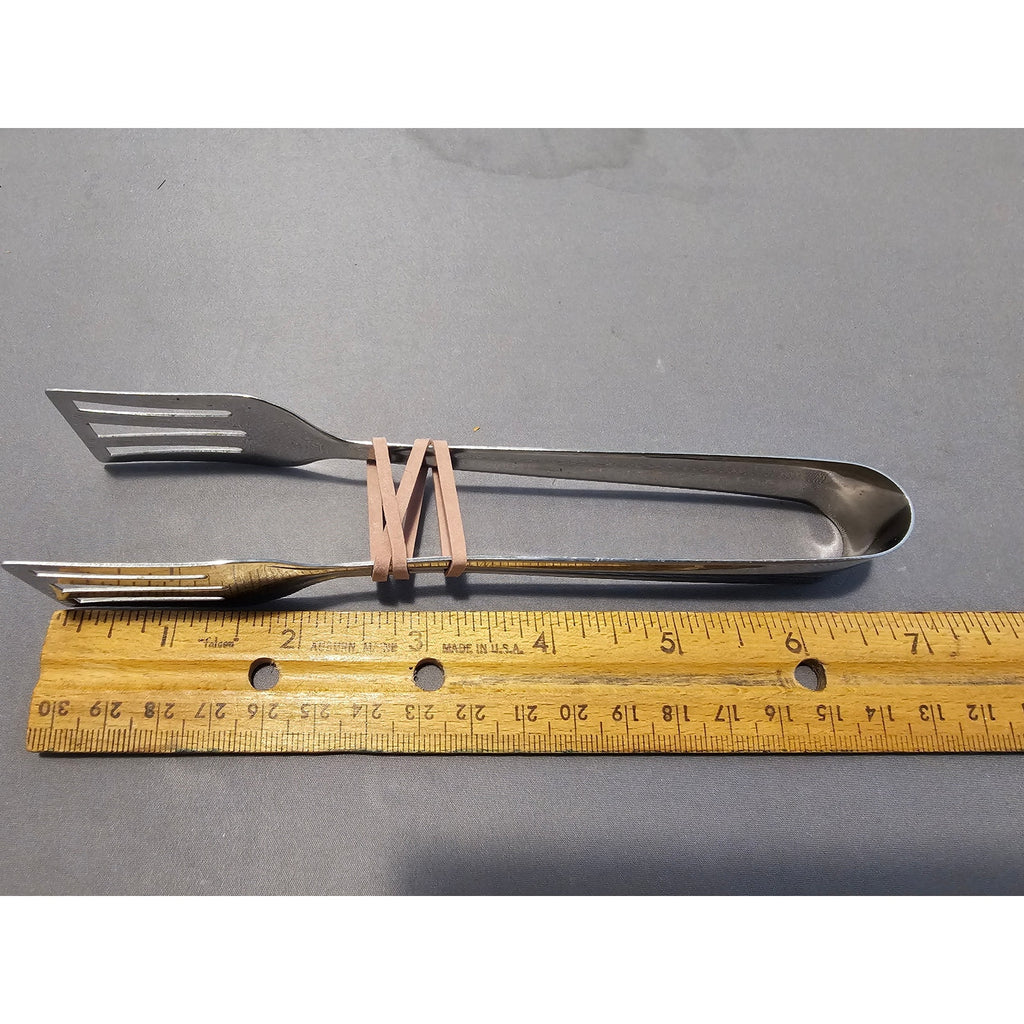 Silver Stainless Steel Tongs - 7" Long (used)