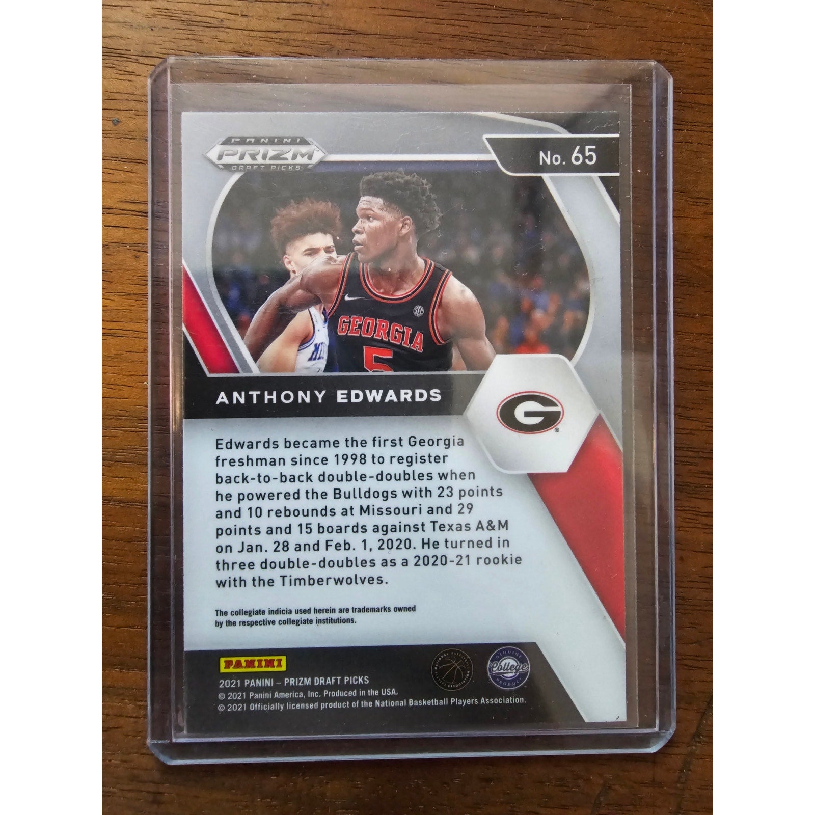 Anthony Edwards 2021 Panini Prizm Draft Picks #65 - Rookie - Timberwolves