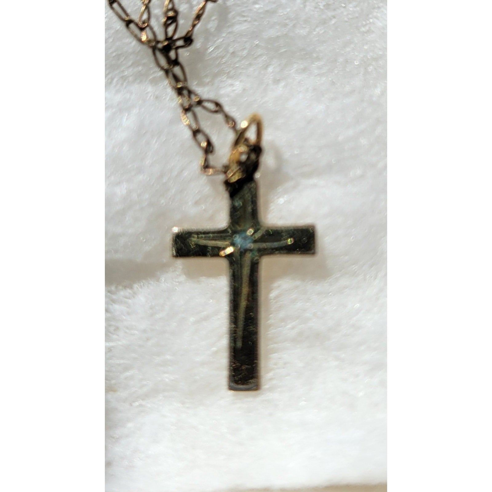 Vintage Unisex HFB 1/20 14k G.F. Gold Filled Cross 18" Link Chain Necklace