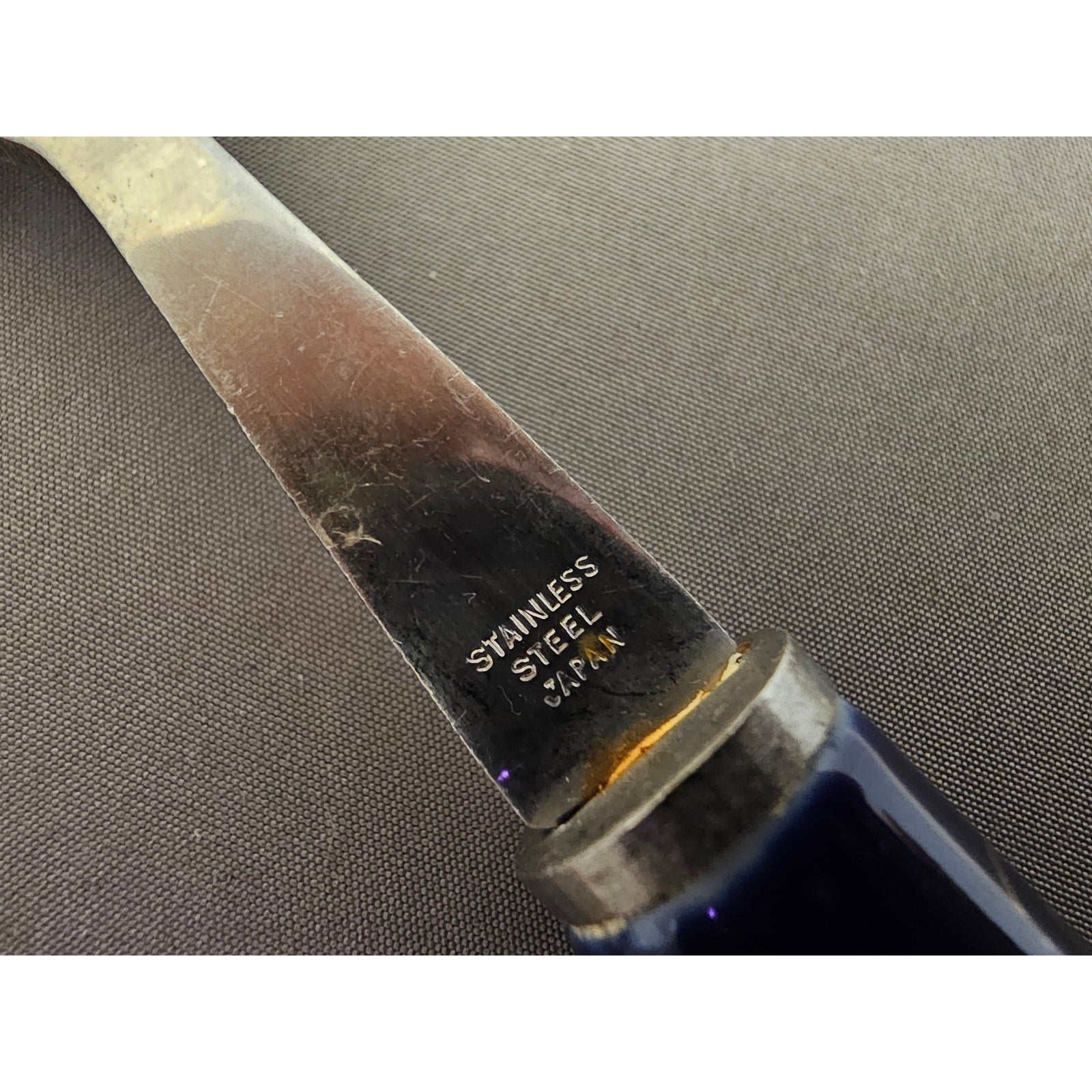 Vintage Stainless Steel Cheese Slicer/Server - Blue Porcelain Handle - Japan