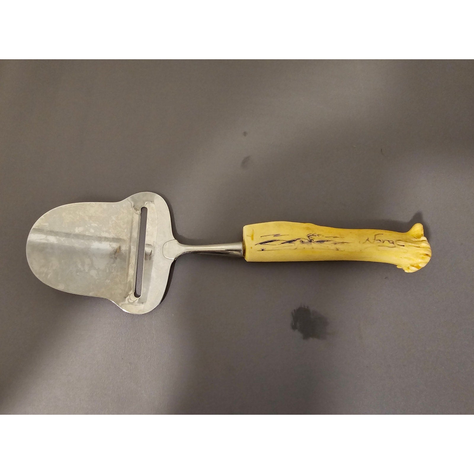 Vintage SPAR Norge Stainless Steel Cheese Slicer/Server - Antler Handle - Norway