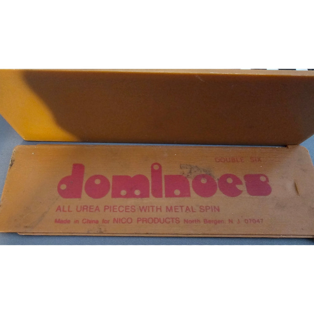 Vintage Black Urea Pieces w/Metal Spin Dominoes by Nico Products - 28 pcs w/Box