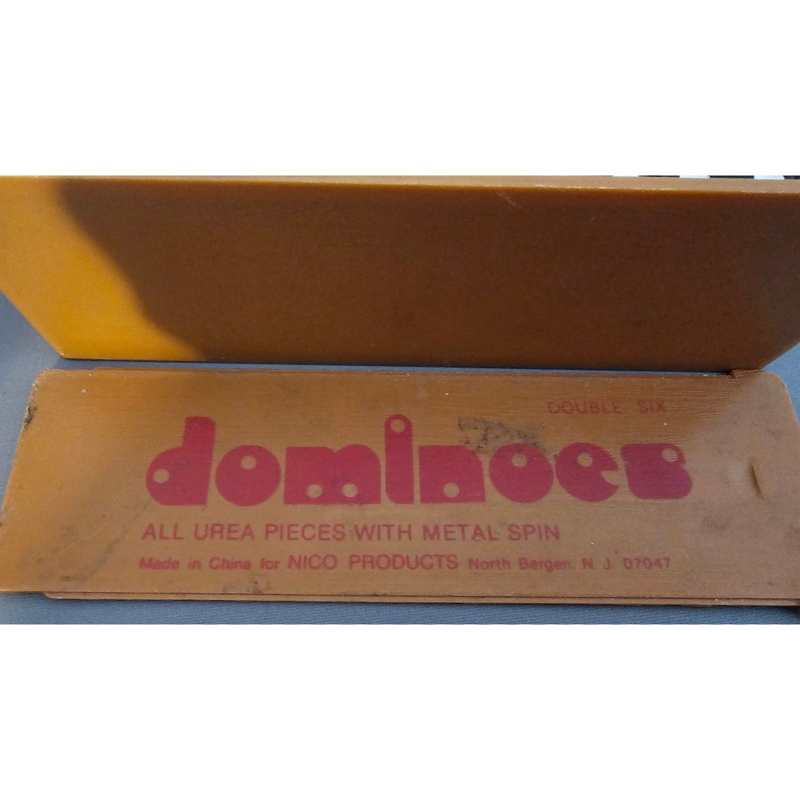 Vintage Black Urea Pieces w/Metal Spin Dominoes by Nico Products - 28 pcs w/Box