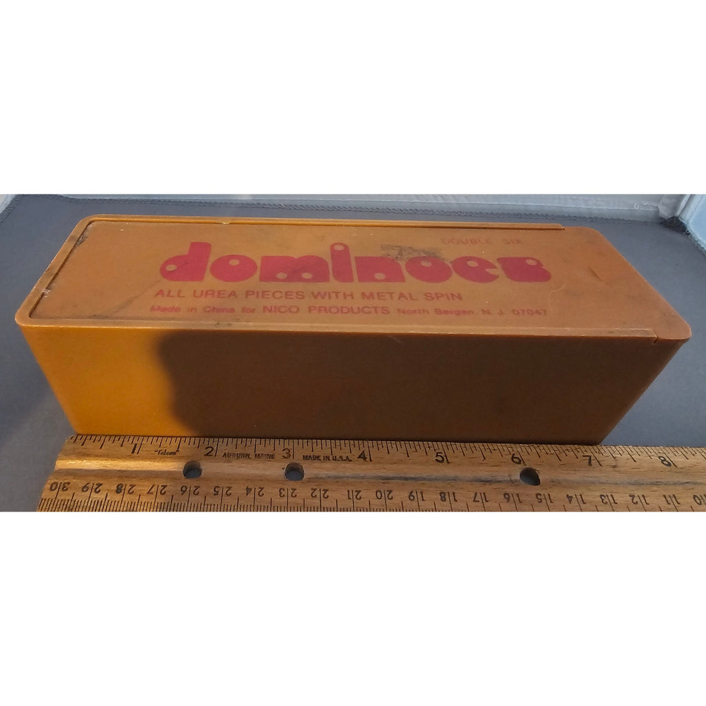 Vintage Black Urea Pieces w/Metal Spin Dominoes by Nico Products - 28 pcs w/Box