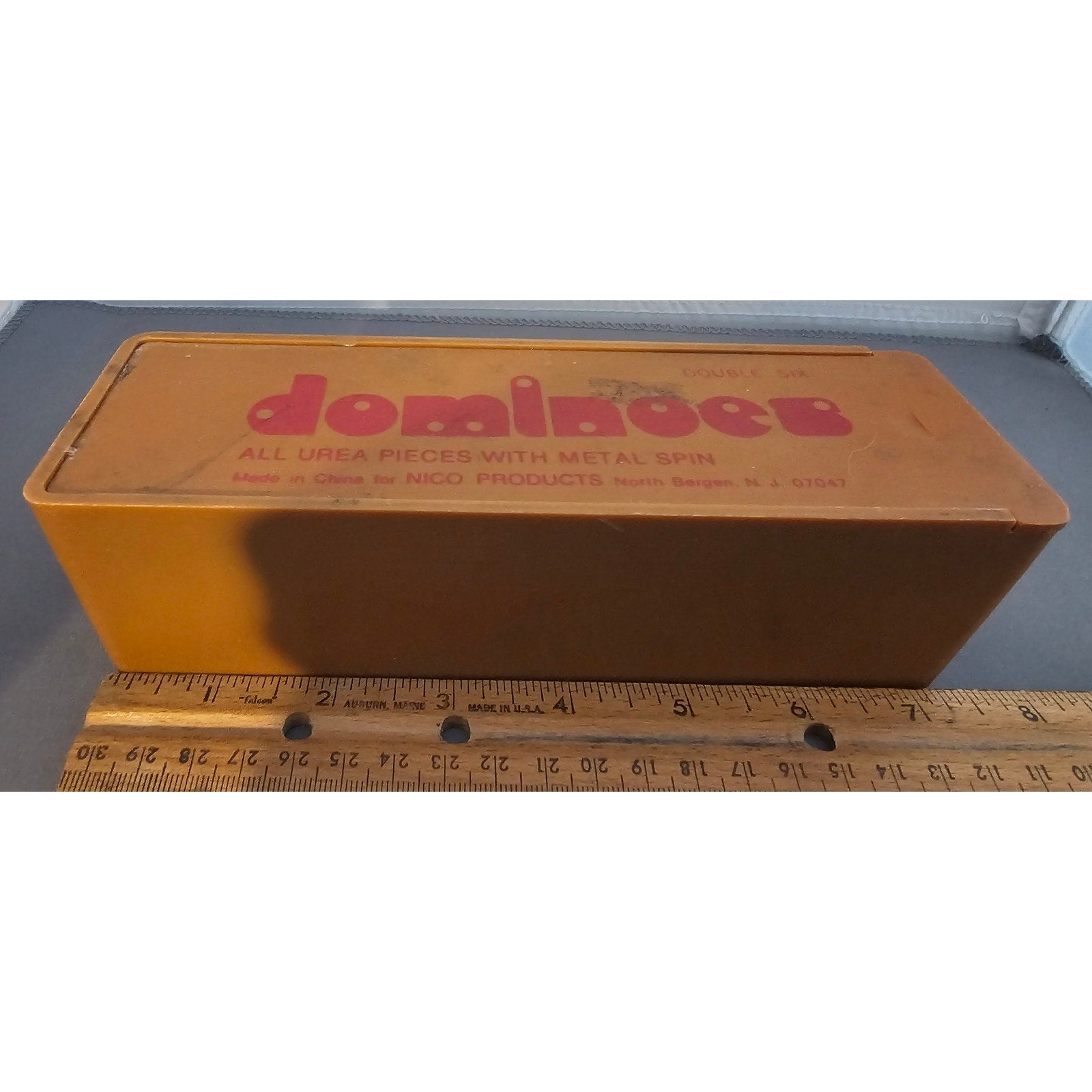 Vintage Black Urea Pieces w/Metal Spin Dominoes by Nico Products - 28 pcs w/Box