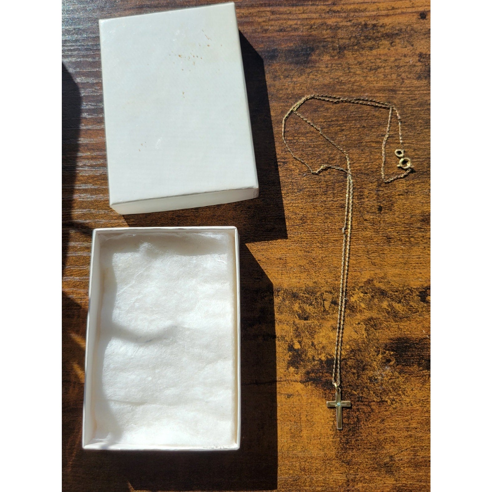 Vintage Unisex HFB 1/20 14k G.F. Gold Filled Cross 18" Link Chain Necklace