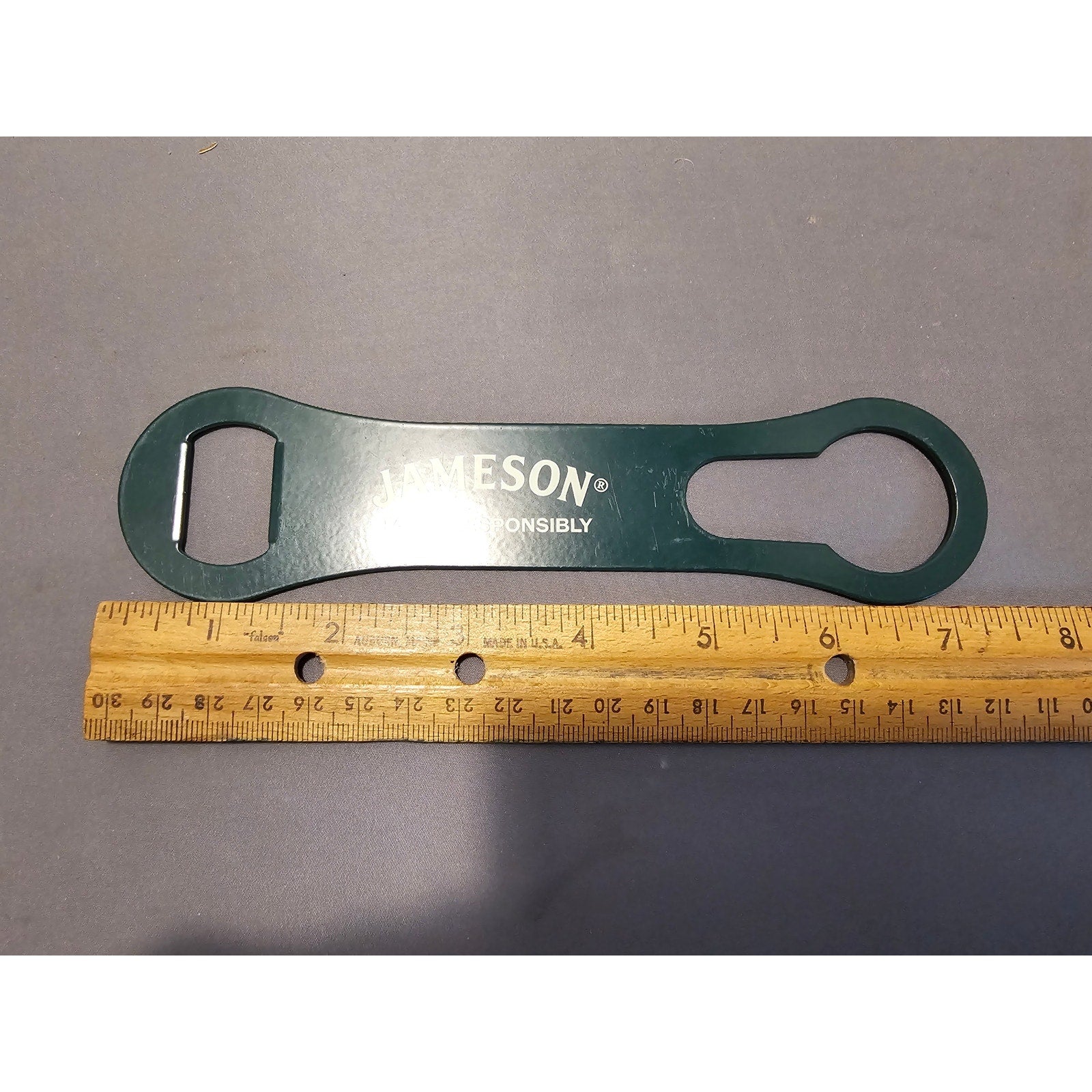 Vintage Green Jameson "Taste Responsibly" 7-1/2 in Bottle Opener